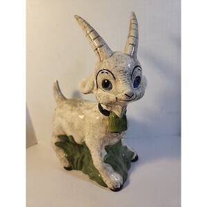 Vintage Ceramic Happy Billy Goat Figurine 8.5" Long Horns